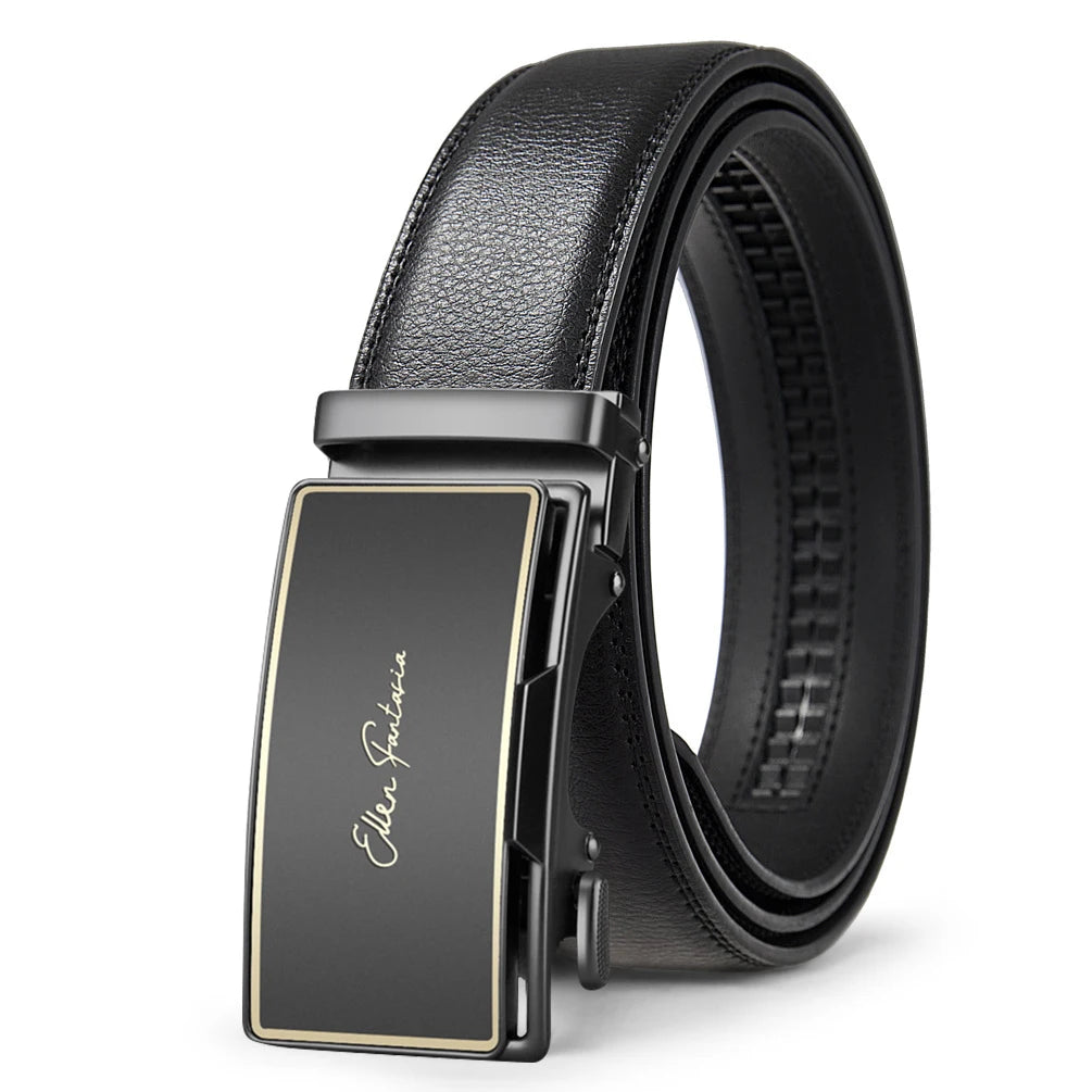 Men's Buckle Automatic Leather Belt Luxury Adjustable Business Jeans