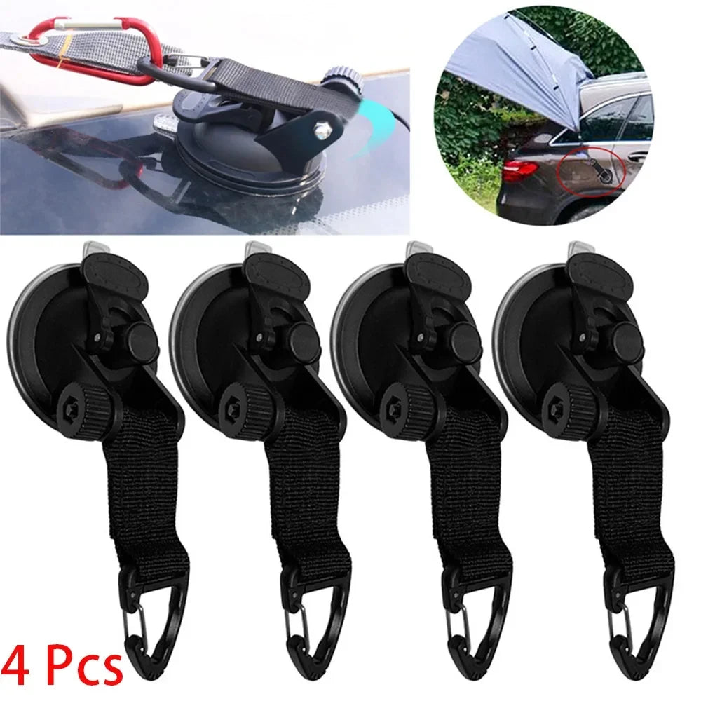 4PCS Suction Cup Hooks for Car Tent Awning Camping Anchors Side Securing