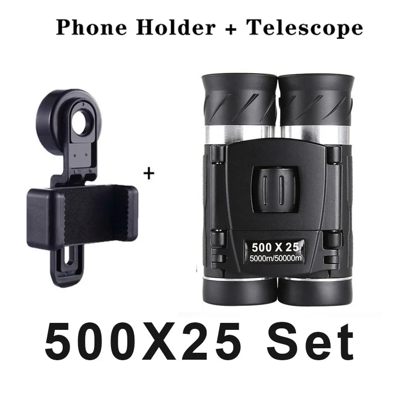 500x25 HD Zoom Binoculars Folding Long Distance Hunting Camping Outdoor Optics