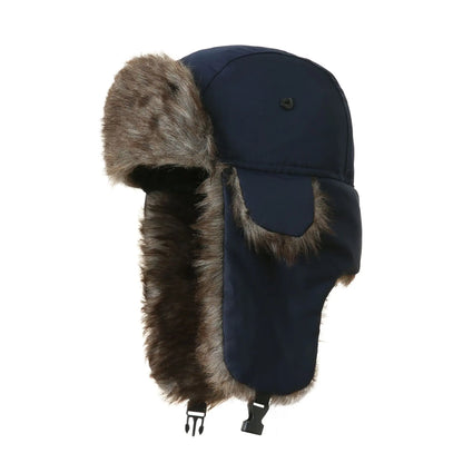 Winter Ushanka Trapper Hat Mens Russian Ear Flap Fur Cap