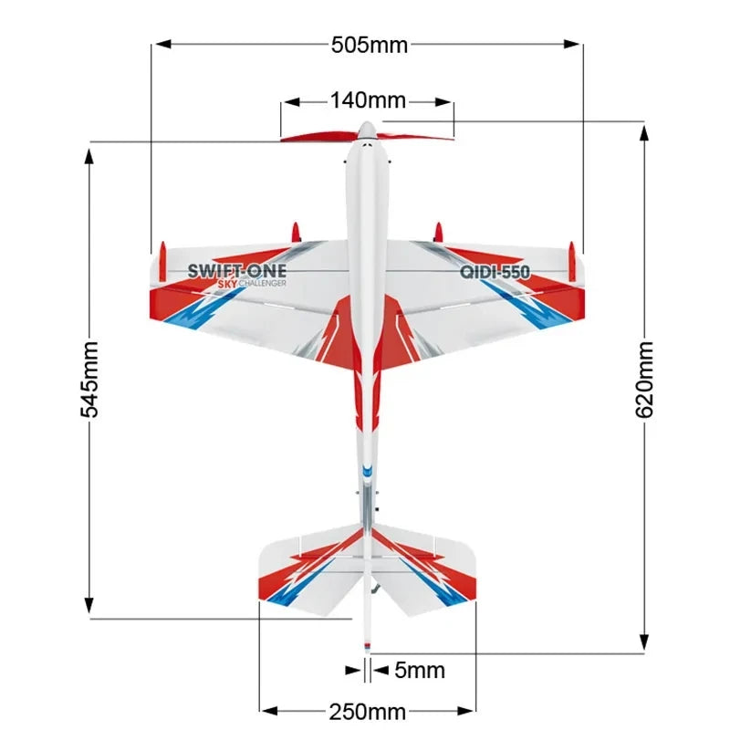 QIDI-550 3D RC Airplane 500mm Wingspan One-Key Hanging Stunt with 6-Axis Gyro Wind Resistant Flight Control RTF Aircraft-EXPROTAS