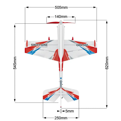 QIDI-550 3D RC Airplane 500mm Wingspan One-Key Hanging Stunt with 6-Axis Gyro Wind Resistant Flight Control RTF Aircraft-EXPROTAS