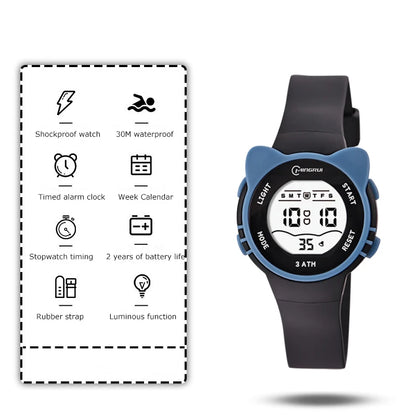 UTHAI C16 Kids Meow Star Watch Boys Girls Waterproof Alarm Electronic Wristwatch