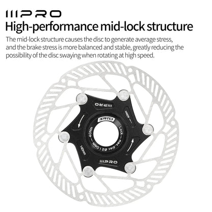 IIIPRO Ultralight Disc Brake Rotor 140/160mm 6-Bolt Center Lock 1.8mm Hollow