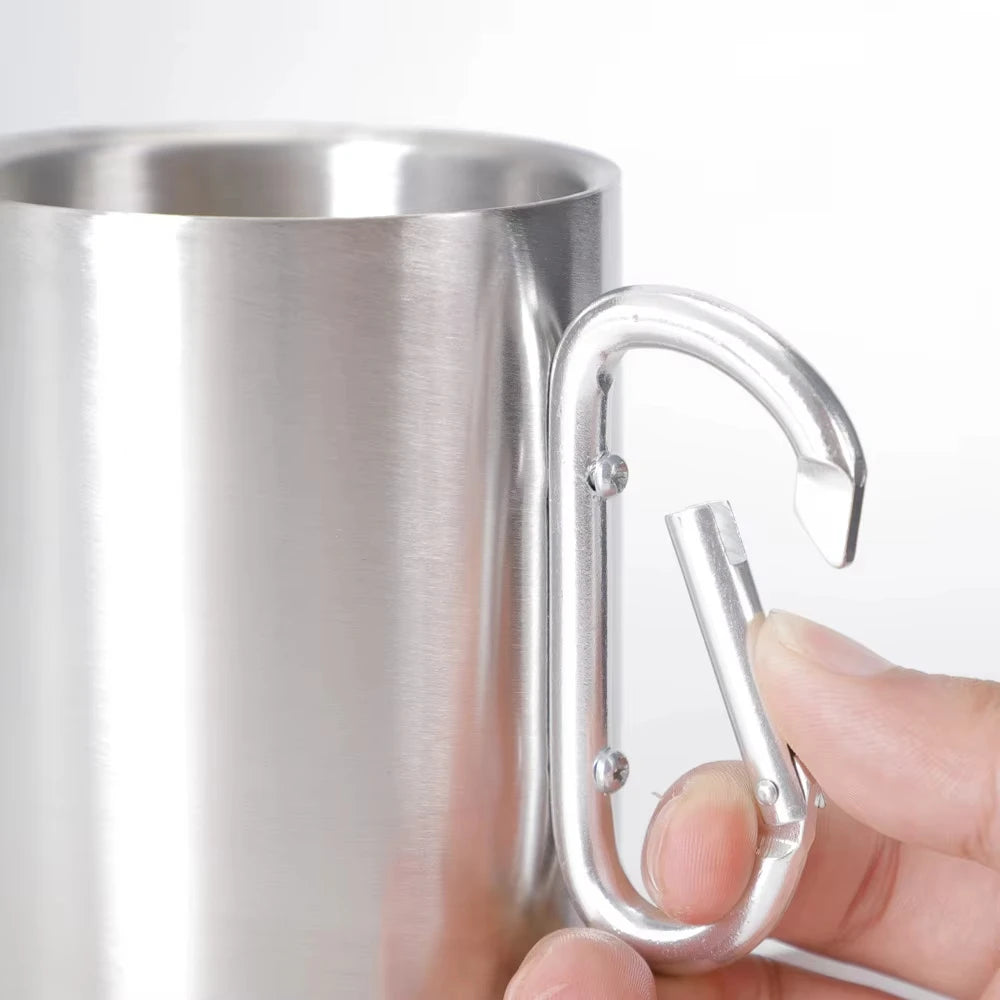 Outdoor Mountaineering Button Portable Stainless Steel Water Cup 1PC