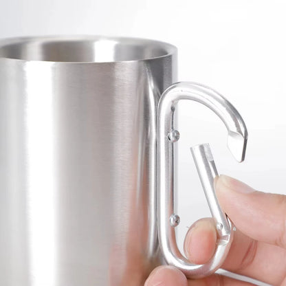 Outdoor Mountaineering Button Portable Stainless Steel Water Cup 1PC