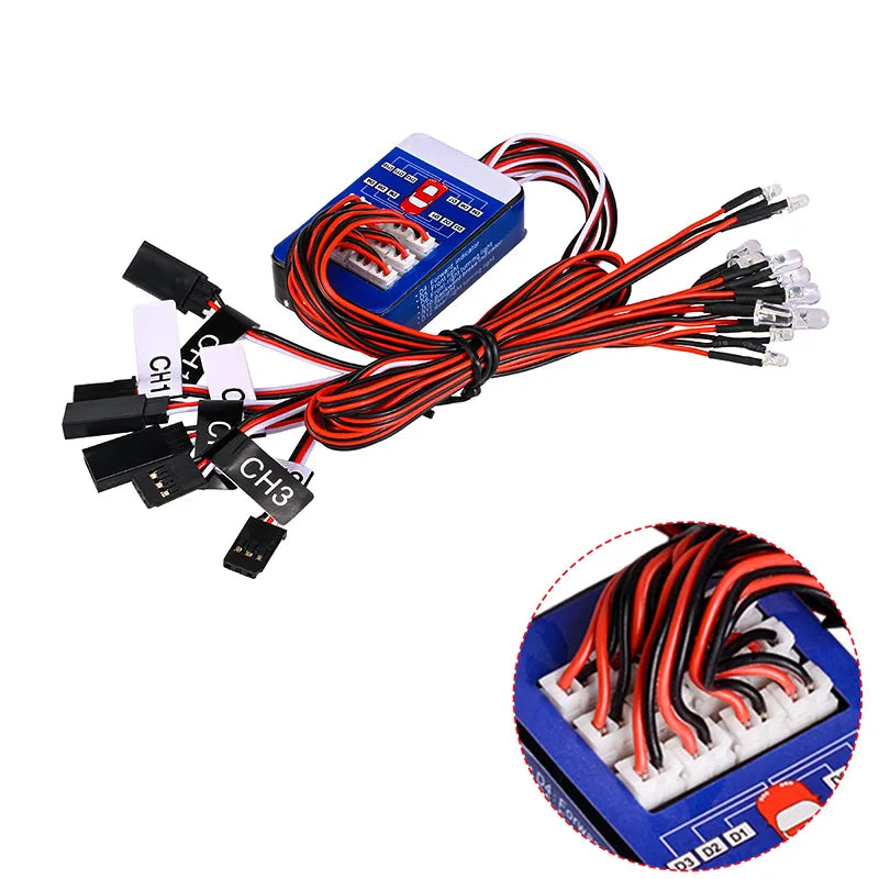LED Light 12 Simulation Flash Lighting Kit for 1/10 RC Car Steering Brake