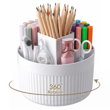 360 Rotating Desk Pen Organizer Large Capacity Holder for Office Storage