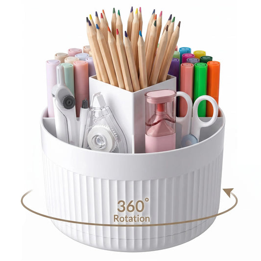 360 Rotating Desk Pen Organizer Large Capacity Holder for Office Storage