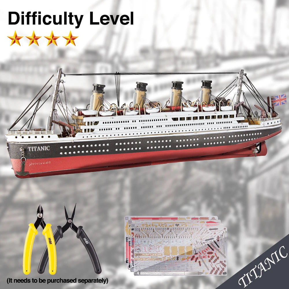 Piececool 3d Metal Puzzles Gifts for Adults Titanic Ship Model 226pcs Cruise Jigsaw Toys Building Kits Home Decoration-EXPROTAS