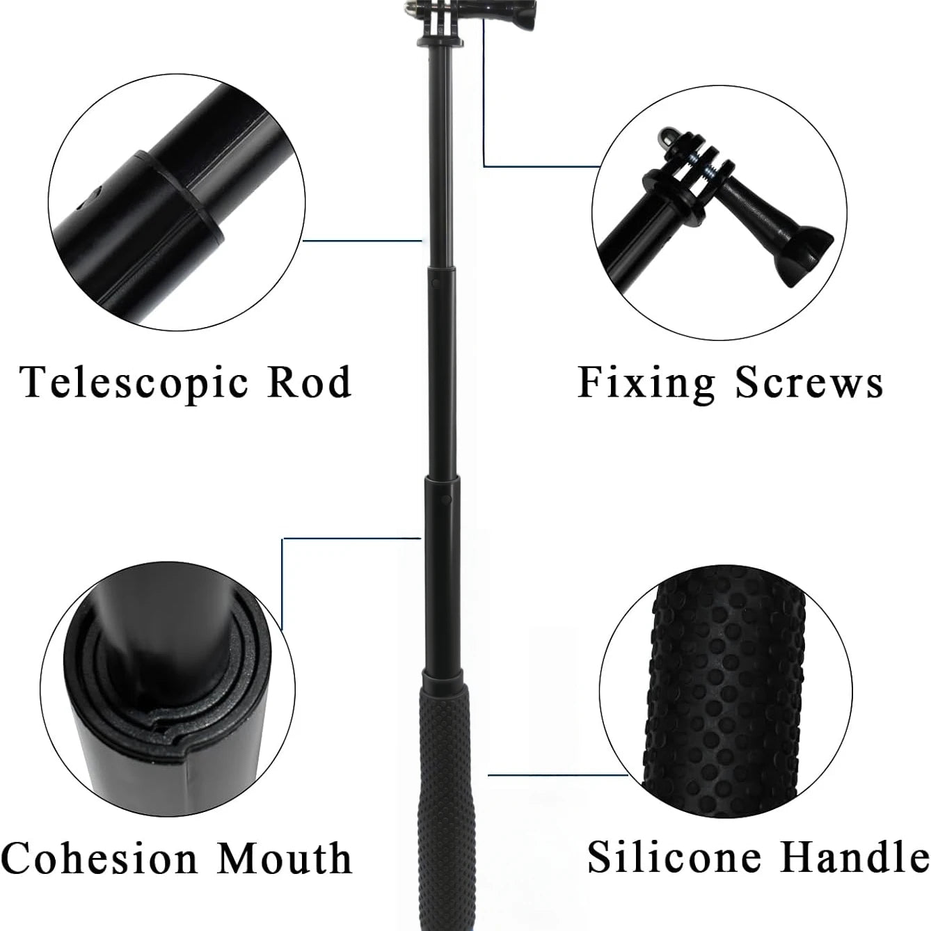 Extendable Selfie Stick for Action Camera GoPro Hero DJI Osmo 13 11 10