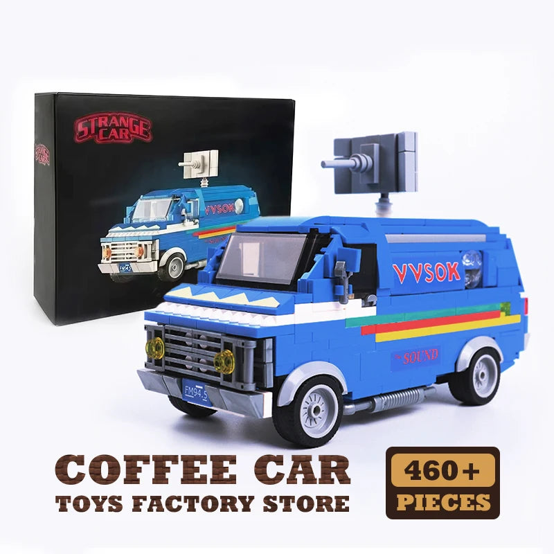 Mystery Town Sci-Fi Retro Van Building Blocks MOC City Street Vehicle Toy Set