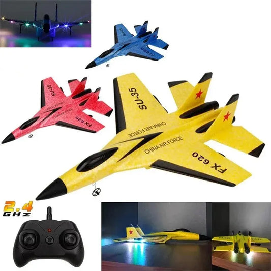 SU35 RC Plane FX620 FX820 2.4G Remote Control Flying Model Glider Airplane With LED Lights Aircraft Foam Toys For Children Gifts-EXPROTAS