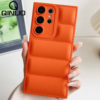 Down Jacket Style Silicone Case for Samsung S20-S26 Ultra Plus FE A-Series Soft