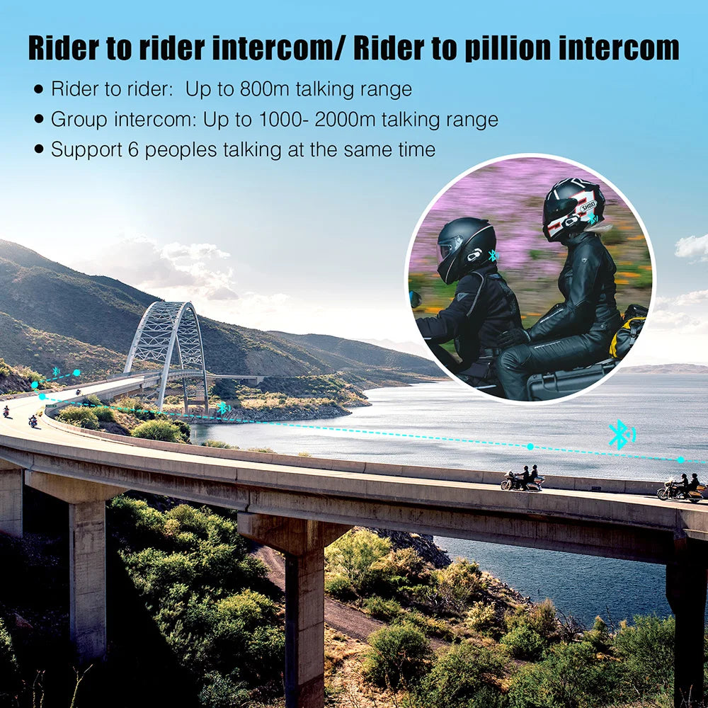 FreedConn Motorcycle Helmet Bluetooth Intercom Headset FM Waterproof Music Share