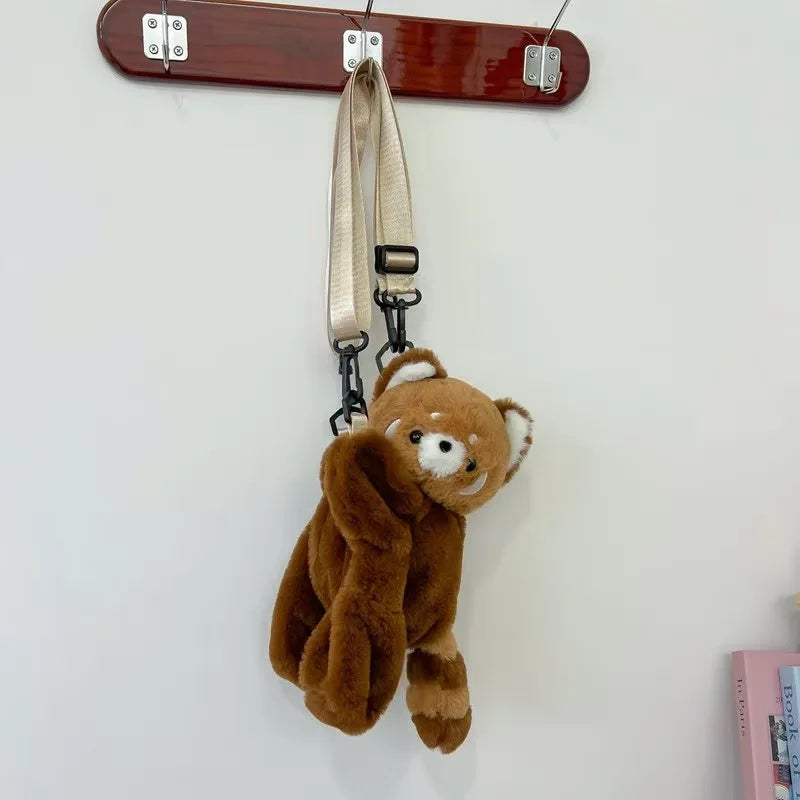 Red Panda Plush Shoulder Bag Women Cute Crossbody Backpack Travel Bag