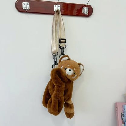 Red Panda Plush Shoulder Bag Women Cute Crossbody Backpack Travel Bag