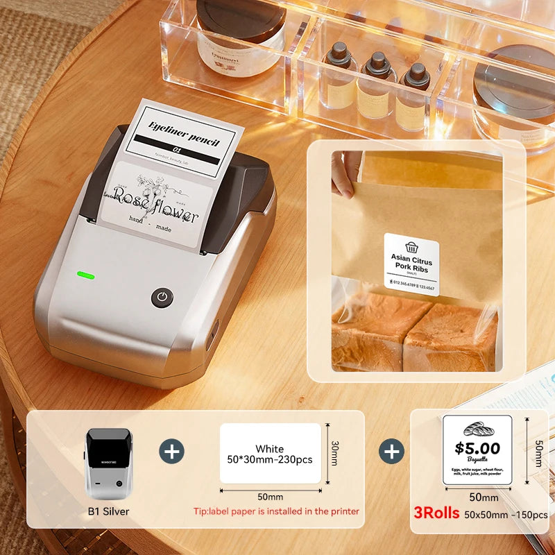 Niimbot B1 Portable Thermal Label Printer Mini Bluetooth Sticker Maker