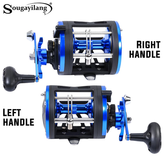 Trolling Drum Fishing Reel 3.8:1 3+1BB Metal Wire Guide Sougayilang Boat Reel