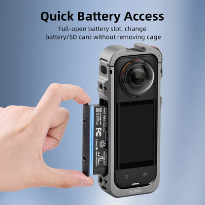 Flymile X5 Metal Cage Case for Insta360 X5 Aluminum Frame Lens Cover