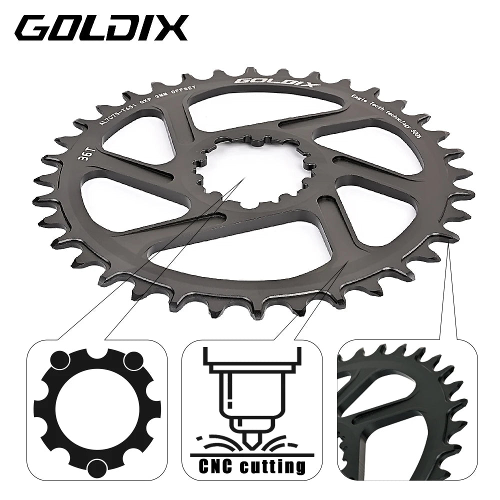 GOLDIX Narrow Wide Chainring SRAM 3-Bolt Direct Mount 0/3/6mm Offset MTB - EXPROTAS