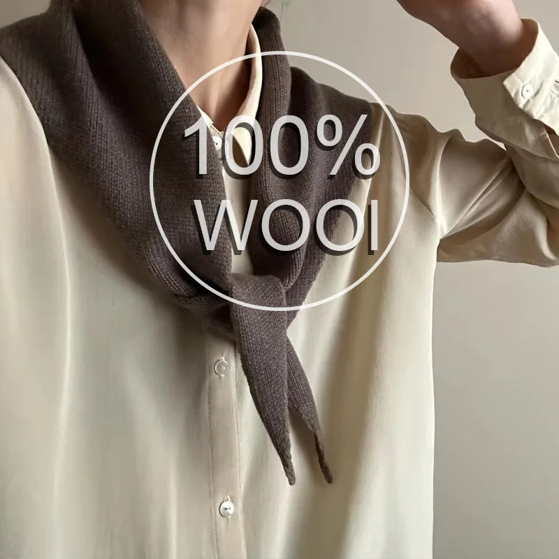 Korean Triangle Scarf Women Wool Knitted Triangular Headscarf Warm Shawl