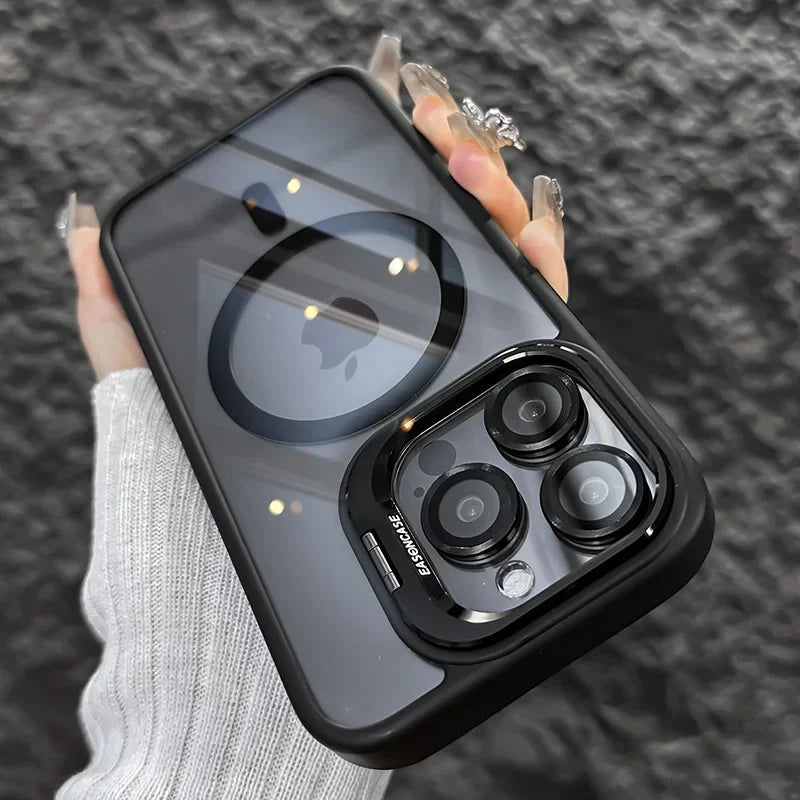 Clear Shockproof Ring Stand Case for iPhone 11-16 Pro Max Lens Protection