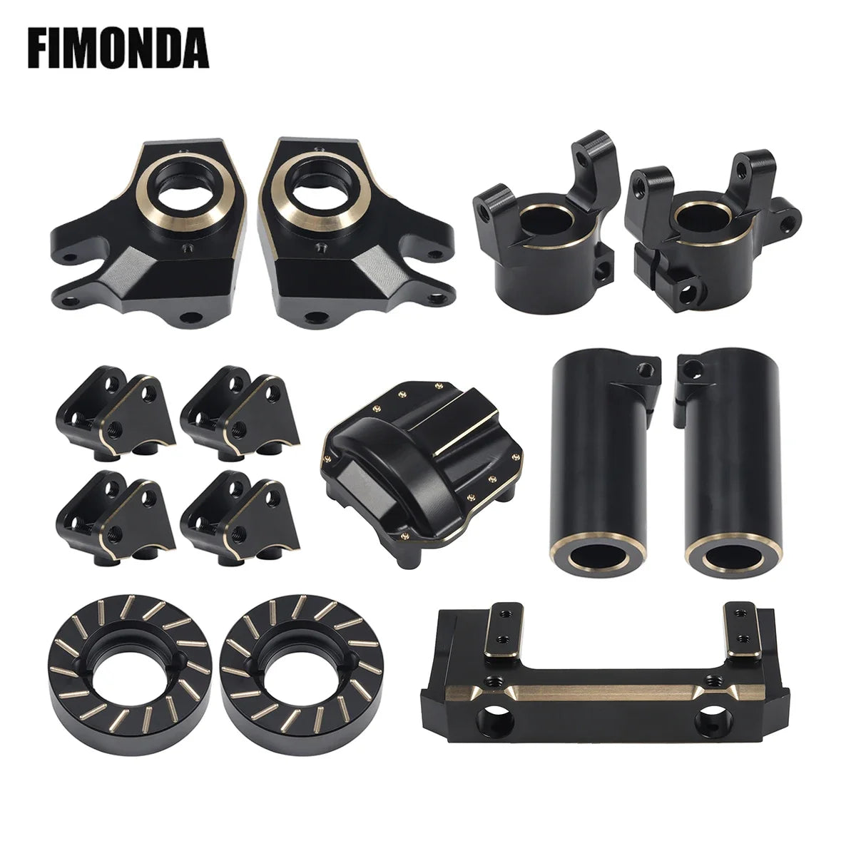 Axial SCX10 II AR44 Black Brass Weight Set Diff Cover Knuckles C-Hubs Link Mounts