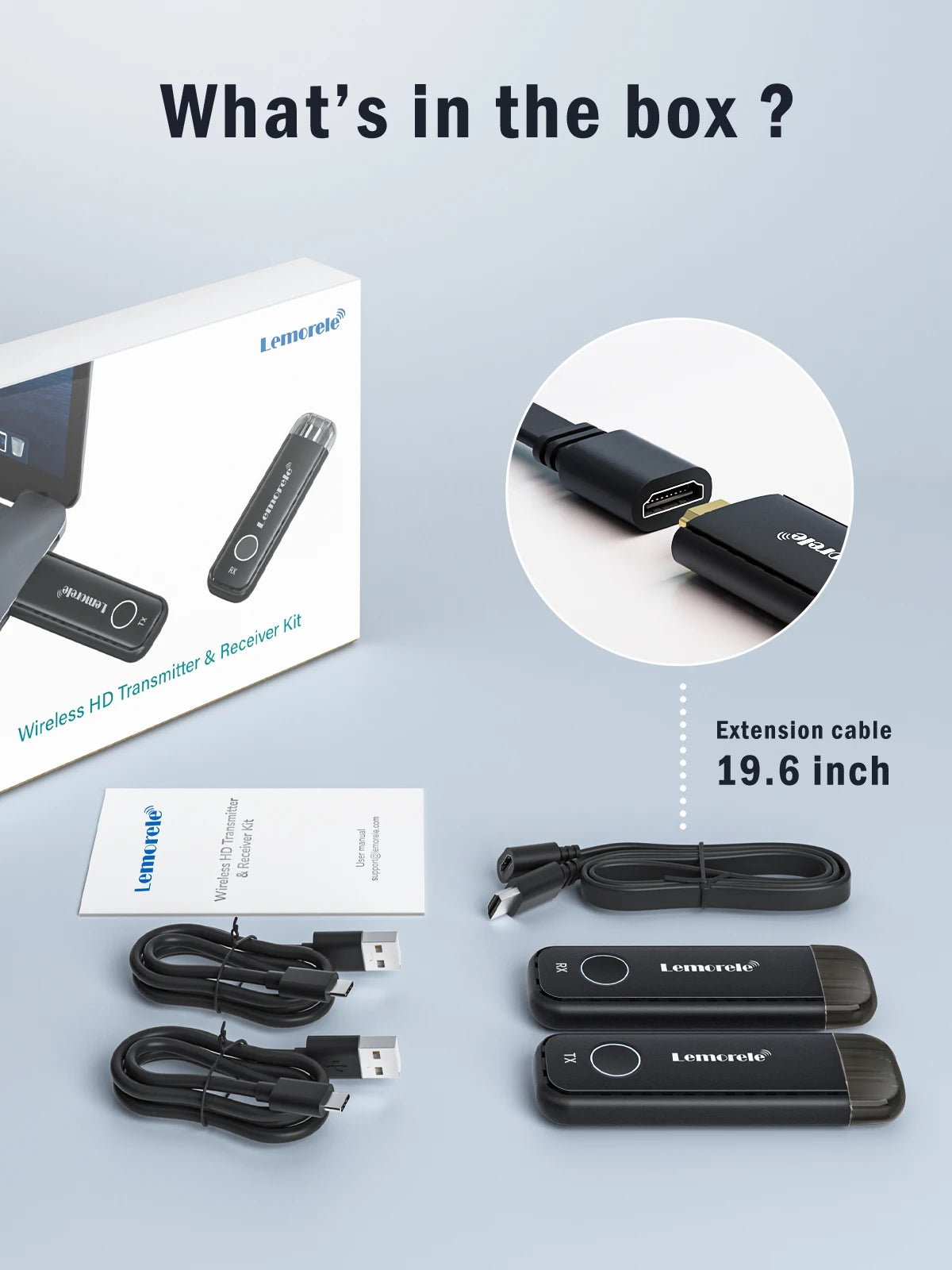Lemorele 50M Wireless HDMI Transmitter Receiver 1080P Display Dongle Extender AV Adapter for Laptop TV Projector Monitor-EXPROTAS