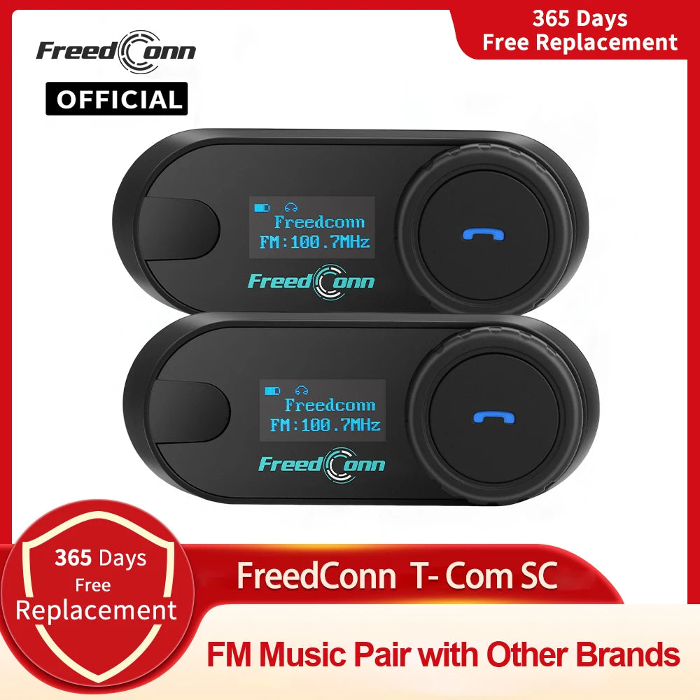 FreedConn Bluetooth Motorcycle Intercom Helmet Headset Wireless Motorbike Head Interphone LCD Screen FM Earphone