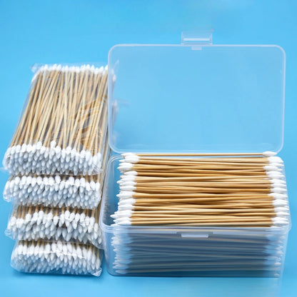 300PCS Cotton Swabs Pointed Tip Wooden Handle Precision Buds