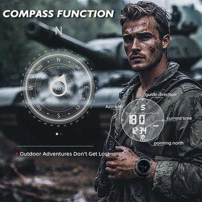 NORTH EDGE TANK 3 Military Digital Watch 50M Waterproof Compass Sport Men