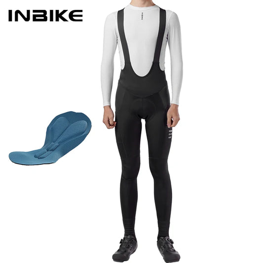 Spring Cycling Bib Tights INBIKE Mens MTB Road Bike 4 Pocket Leggings