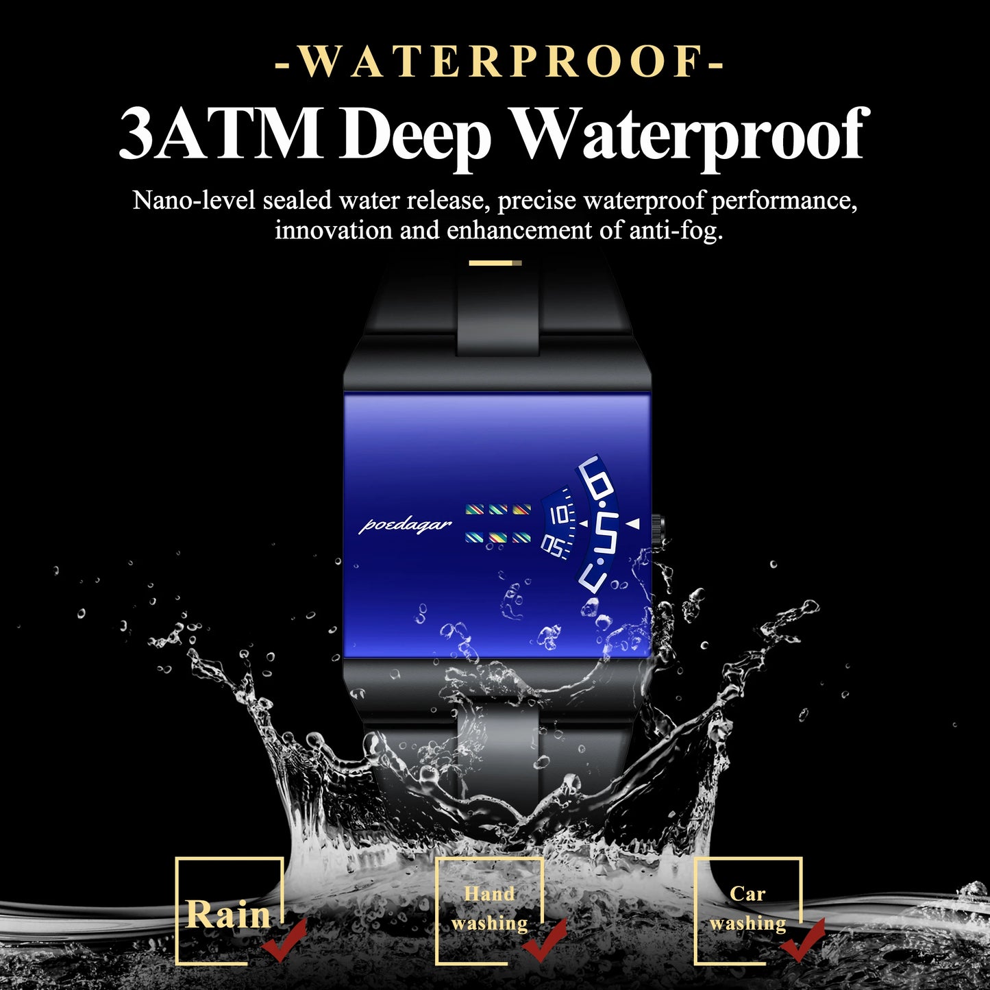 Stainless Steel Poedagar Men's Quartz Watch Waterproof Luminous 39mm