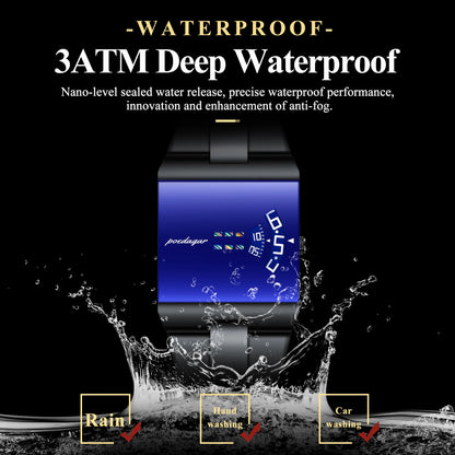 Stainless Steel Poedagar Men's Quartz Watch Waterproof Luminous 39mm