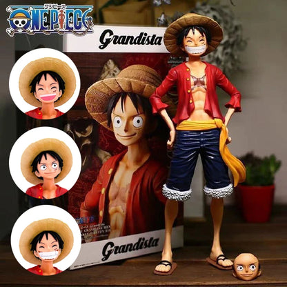 28cm One Piece Luffy Figure 3 Face Forms Smiling PVC Action Model Collectible Toy