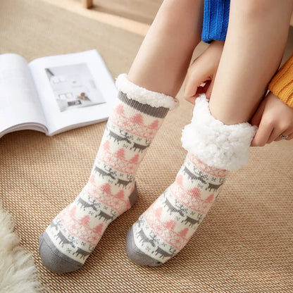 Winter Warm Fuzzy Fluffy Socks Non Slip Cozy Slipper Christmas Gift
