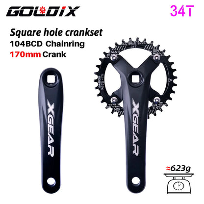 GOLDIX 104BCD Square Taper MTB Crankset Single Chainring 170mm Forged Alloy - EXPROTAS