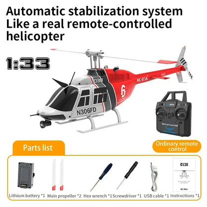New Re Era C138 1:33 Six Channel Single Paddle Aileron Free Helicopter Barometer Fixed Height 3d Rolling Toy Gift Rc Planes-EXPROTAS