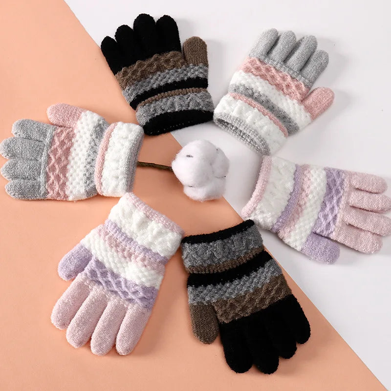 Warm Gloves Kids Boys Girls Winter Mittens Stretch Magic Gloves 3-8 Years