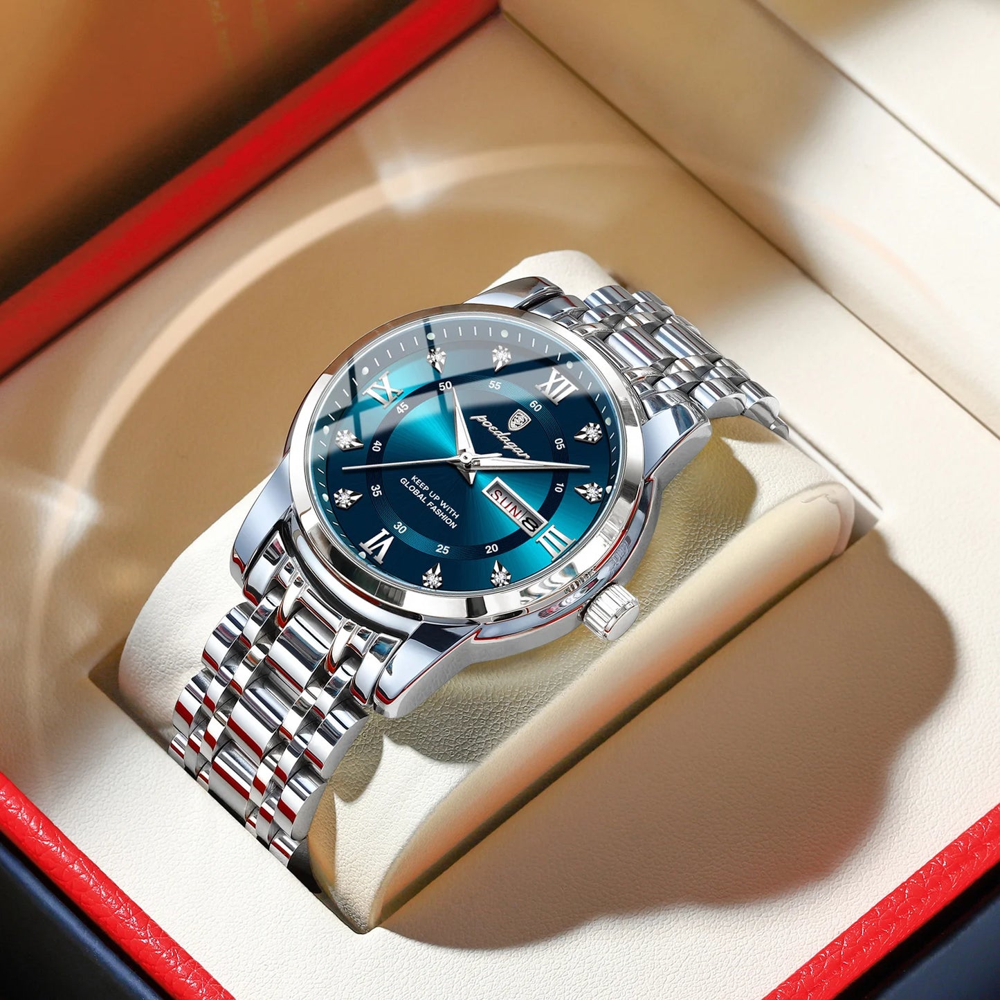 Poedagar Luxury Men's Watch Waterproof Quartz Luminous Date Stainless Steel