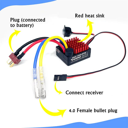 1060 60A Speed Controller Waterproof ESC for 1/10 RC Car Axial TRX4 TRX6