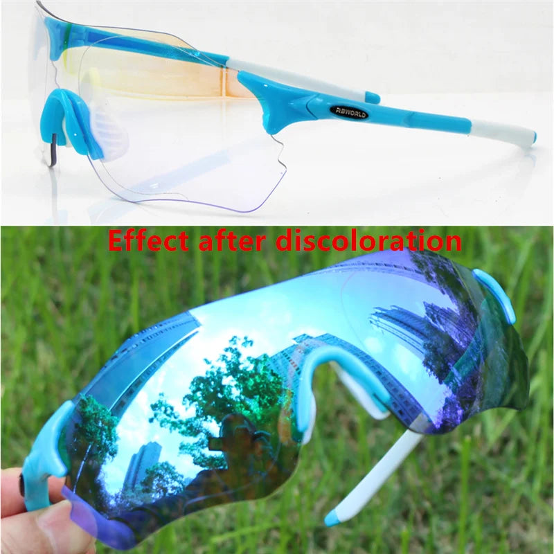 Photochromic Cycling Sunglasses TR90 Auto Lens MTB Road Bike Sports Eyewear