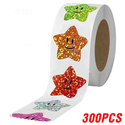500Pcs Holographic Star Stickers Reward Labels School Teacher Kids