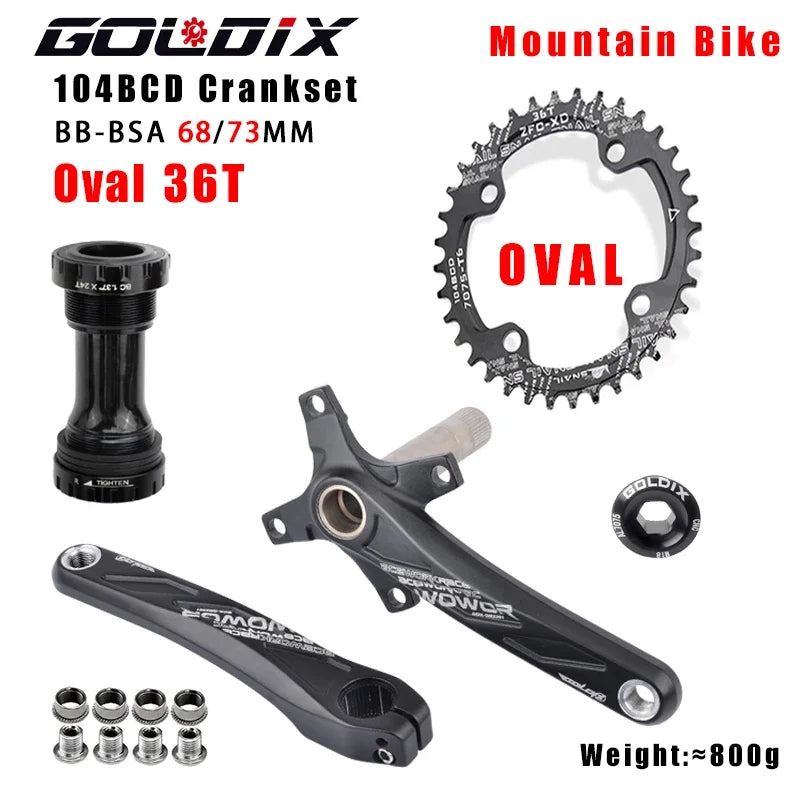 GOLDIX MTB Crankset 104BCD with Narrow Wide Chainring Round or Oval Options - EXPROTAS
