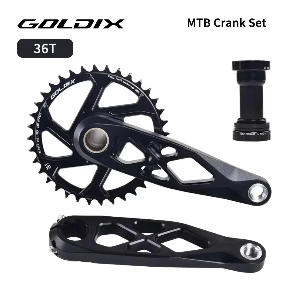 Goldix Narrow Wide Crankset 175mm MTB Square Taper Aluminum Bike Crank