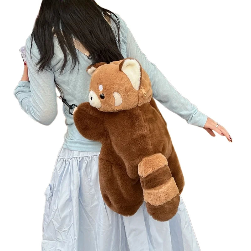 Red Panda Plush Shoulder Bag Women Cute Crossbody Backpack Travel Bag