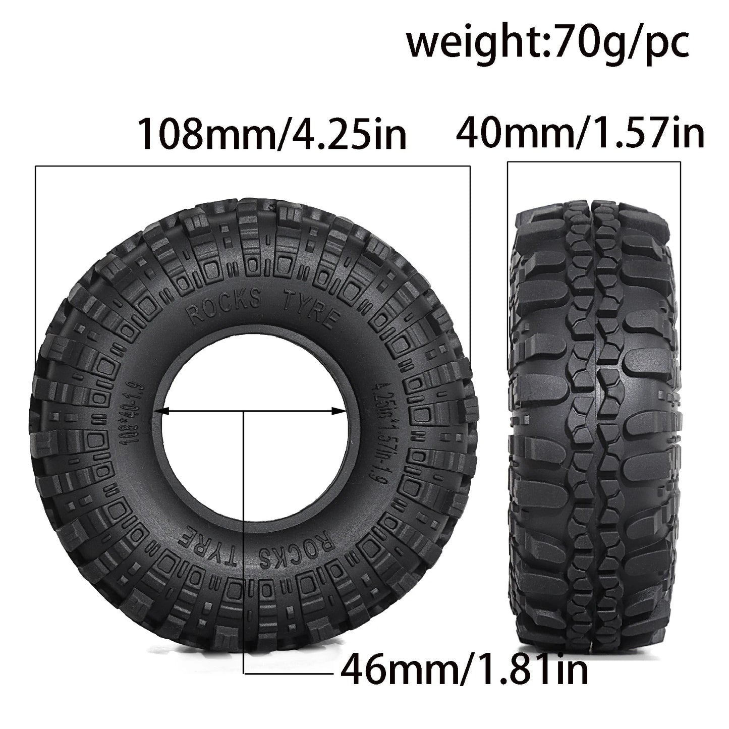 RED SPIDER 1.9 Rubber Tires for 1/10 RC Crawler TRX4 TRX6 Axial SCX10 II III Set