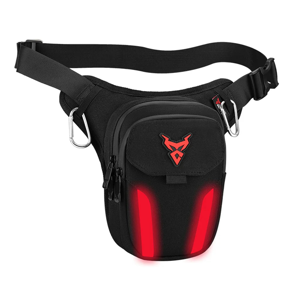 LED Red Light Motorcycle Leg Bag Thigh Belt Hip Bum Waterproof Ride Cycling Biker Waist Bag Fanny Pack Moto Travel Hiking Pocket-EXPROTAS