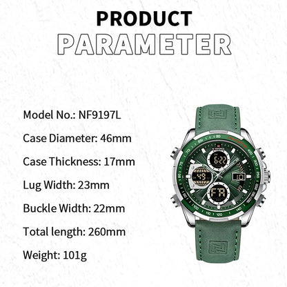 NAVIFORCE Top Military Quartz Watches for Men Luxury Sports Chronograph Watch Waterproof Clock Leather LED Digital WristWatch-EXPROTAS